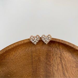 4/$15 Rose Gold Rhinestones Heart Earrings